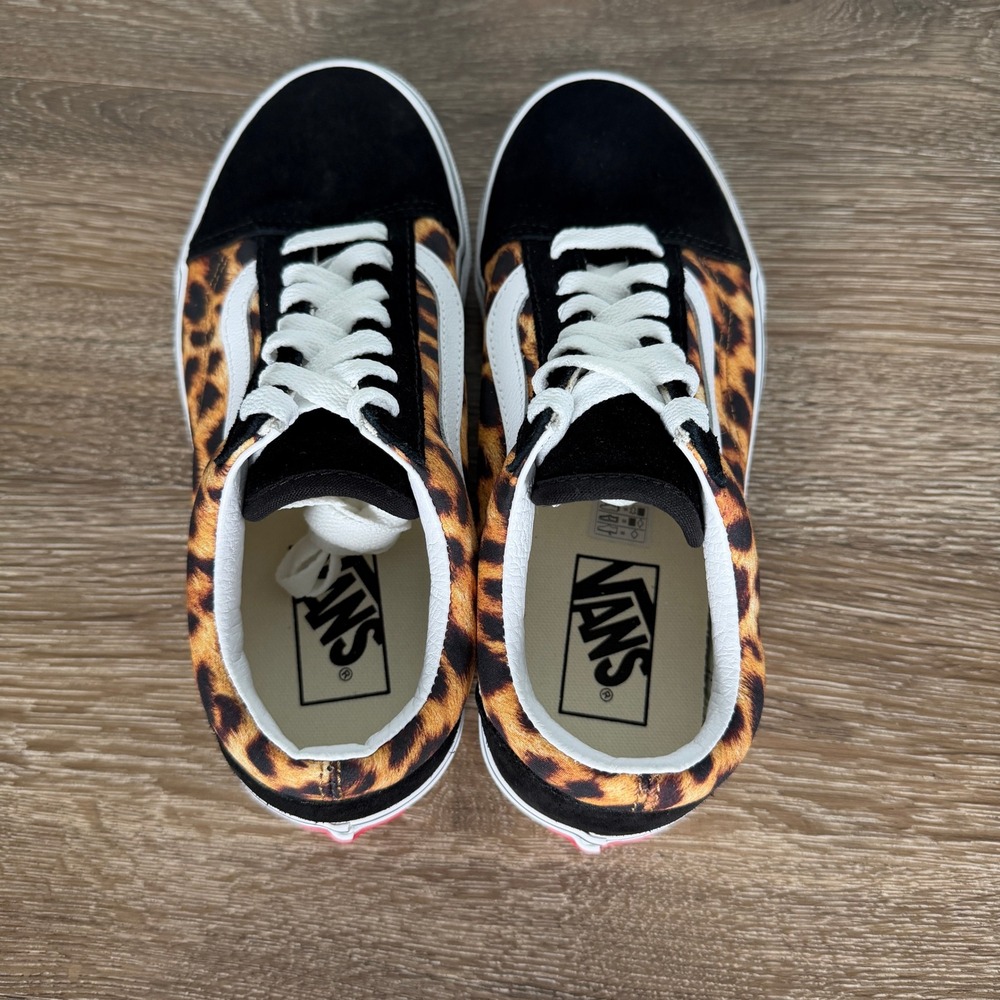 Vans Old Skool Leopard Print Black Suede Low Top Skate Shoes Sneakers - Picture 5 of 9